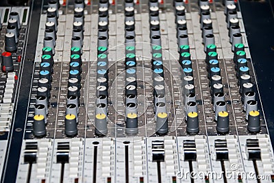 Sound mixer equalizer panel with dial knob and sliders set sidebar Stock Photo