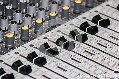 Sound mixer equalizer panel with dial knob and sliders set sidebar Stock Photo