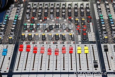 Sound mixer equalizer panel with dial knob and sliders set sidebar Stock Photo