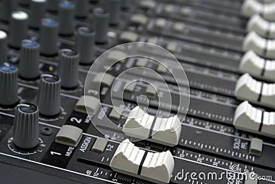 Sound mixer faders Stock Photo