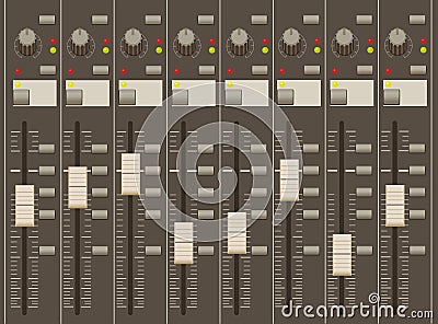 Sound mixer pult. Faders and regulators. Vector Illustration