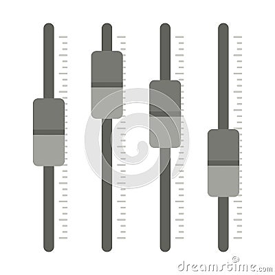 Sound mixer. Sound management console. Sound track slider. Vector Illustration