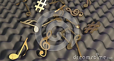 Sound Proof Foam And Musical Symbols Stock Photo