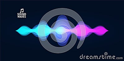 Sound recognition, audio wave, voice record. Futuristic sound wave concept voice assistant. Hi-tech ai wave flow Vector Illustration