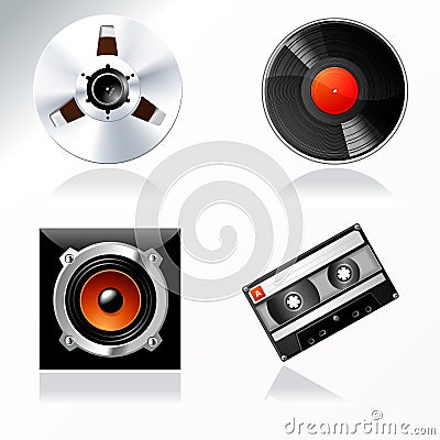 Sound Recording and Mastering vector Icon set Vector Illustration