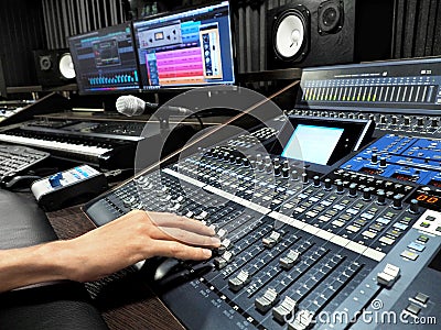 Sound Recording Studio With Music Recording Equipment Stock Photo