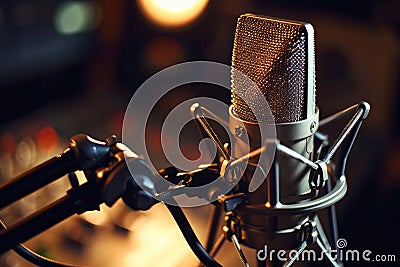 Sound Sanctuary: Condenser Mic in a Musical Haven. Stock Photo