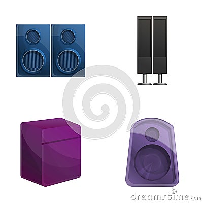Sound speaker icons set cartoon vector. Acoustic audio system Vector Illustration