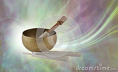 Sound Therapy Instruments and their beautiful energy field Stock Photo