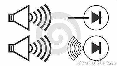 Sound volume icons vector set, audio control symbols, speaker and sound art vector design Generative AI Vector Illustration