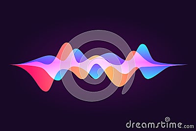 Sound wave, abstract colored equalizer, personal ssistant, voice recognition. Speaking waveform, vector gradient flow Vector Illustration