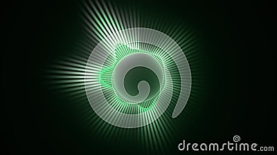 Sound wave equalizer. Loopable green colored VJ motion graphics, audio vu meter spectrum waveform circle beat react EDM Stock Photo