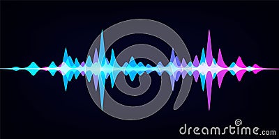 Sound wave equalizer. Modern audio spectrum. Abstract digital wave. Vector waveform on dark background Vector Illustration