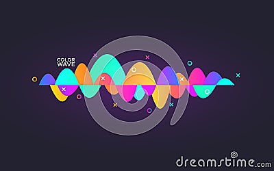 Sound wave gradient. Colorful digital equalizer. Personal assistant template. Abstract dynamic line. Audio technology Vector Illustration