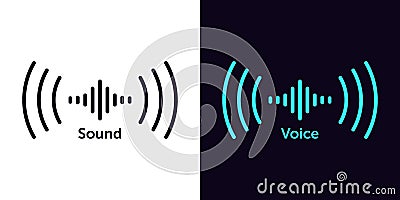 Sound wave icon for voice recognition in virtual assistant, speech sign. Abstract audio wave, voice command control Vector Illustration