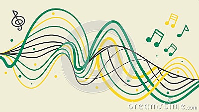 Sound wave lines with music notes, audio and musical design vector design Generative AI Vector Illustration