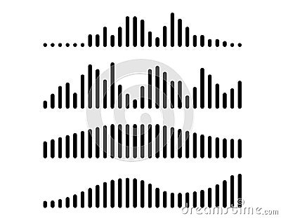 Sound wave or sound message. Set of music, podcast, radio shapes. Vector Illustration