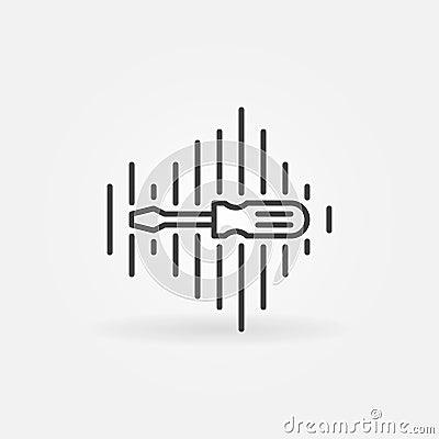 Sound Wave with Screwdriver line vector icon or sign Vector Illustration