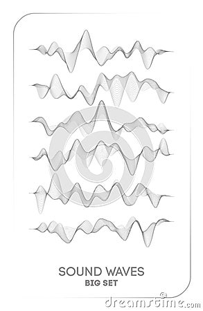 Sound wave vector . Vector music voice vibration, song waveform digital spectrum, audio pulse and waveform frequency Vector Illustration