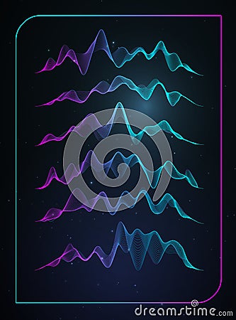 Sound wave vector . Vector music voice vibration, song waveform digital spectrum, audio pulse and waveform frequency Vector Illustration