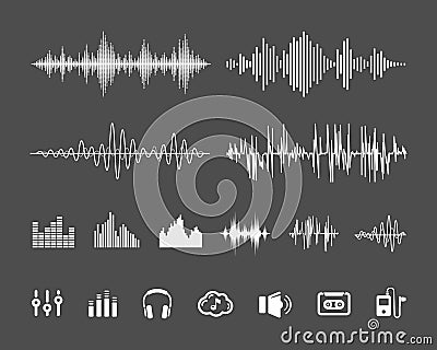 Sound waveforms Vector Illustration