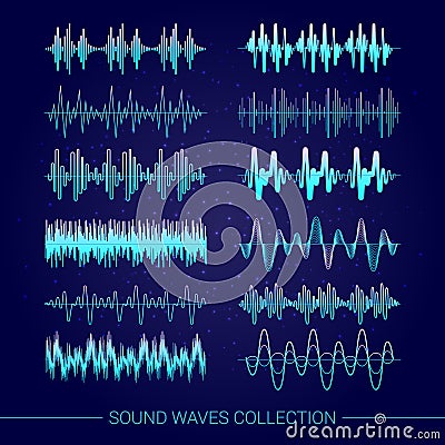 Sound Waves Collection Vector Illustration