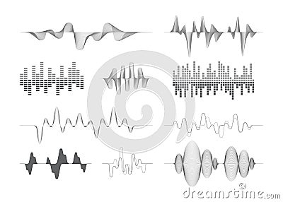 Sound waves. music audio visualization song frequency effects electronic signal vector abstract shapes Vector Illustration