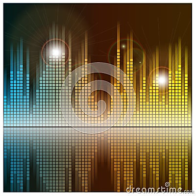 Sound waves and music background. Audio equalizer Vector Illustration