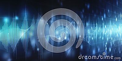 Sound waves oscillating glow light, Abstract technology background Stock Photo