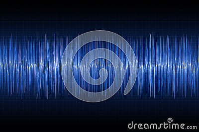 Sound waves oscillating on technology background. Blue glow music wave. Vector. Vector Illustration