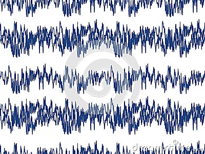 Sound waves seamless pattern. Audio technology endless background, musical pulse repeating texture. Modern geometric Vector Illustration