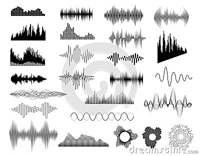 Sound waves set Vector Illustration