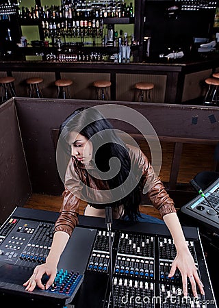 Soundboard technician Stock Photo