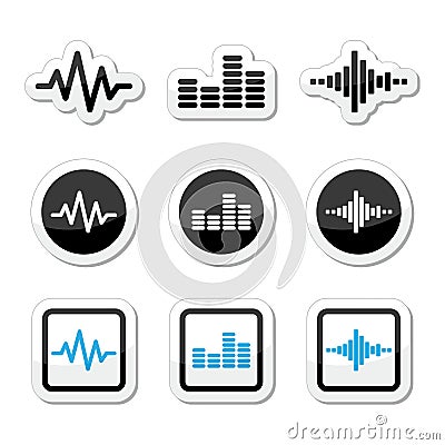 Soundwave music vector icons set Vector Illustration