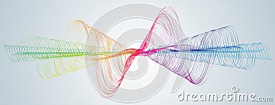 Soundwave smooth curved lines Abstract design element Technological dark background with a line in waveform Stylization Vector Illustration