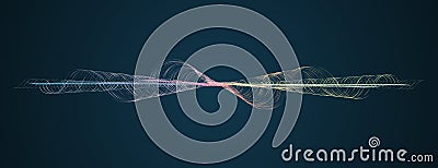 Soundwave smooth curved lines Abstract design element Technology dark background with a line in waveform Stylization of a digital Vector Illustration