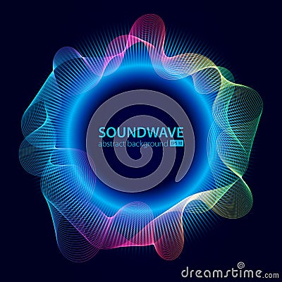 Soundwave vector abstract background. Music radio wave. Sign of audio digital record, vibration, pulse and music Vector Illustration