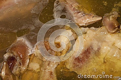Soup boiling in a pot Stock Photo