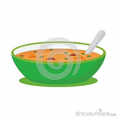 Illustration of soup in bowl isolated on white background Vector Illustration