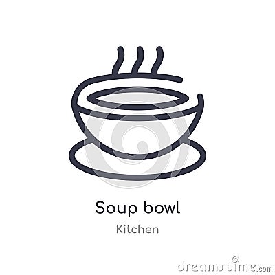 soup bowl outline icon. isolated line vector illustration from kitchen collection. editable thin stroke soup bowl icon on white Vector Illustration