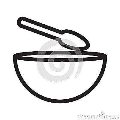 Soup bowl thin line vector icon Stock Photo