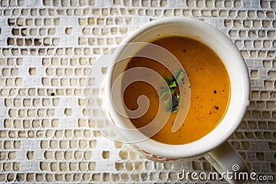 Soup with carrots, ginger and orange juice Stock Photo