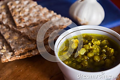 Soup of green beans, vegan food Stock Photo