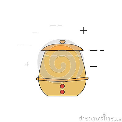 Soup kettle line icon. Stock Photo