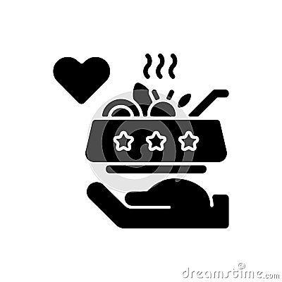 Soup kitchen volunteer black glyph icon Vector Illustration