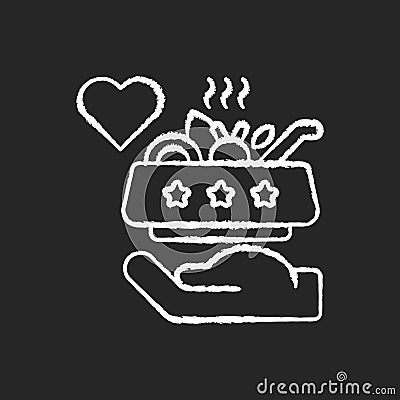 Soup kitchen volunteer chalk white icon on black background Vector Illustration