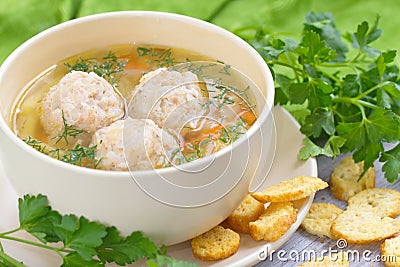 Soup with meatballs Stock Photo