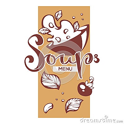 Soup Menu, Vector Illustration with Image of Soup Bowl, Vector Illustration