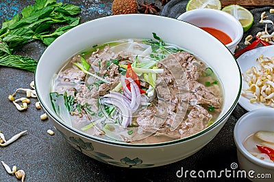 Soup Pho Bo Vietnamese food Stock Photo