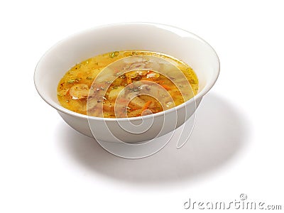 Soup with potatoes and mushrooms flavored Stock Photo